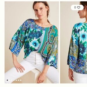 Anthropologie Ellery Mixed Print Blouse